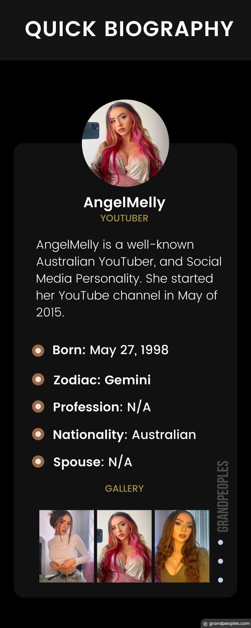 AngelMelly Wiki, Age, Height, Net Worth, Biography, and More GrandPeoples