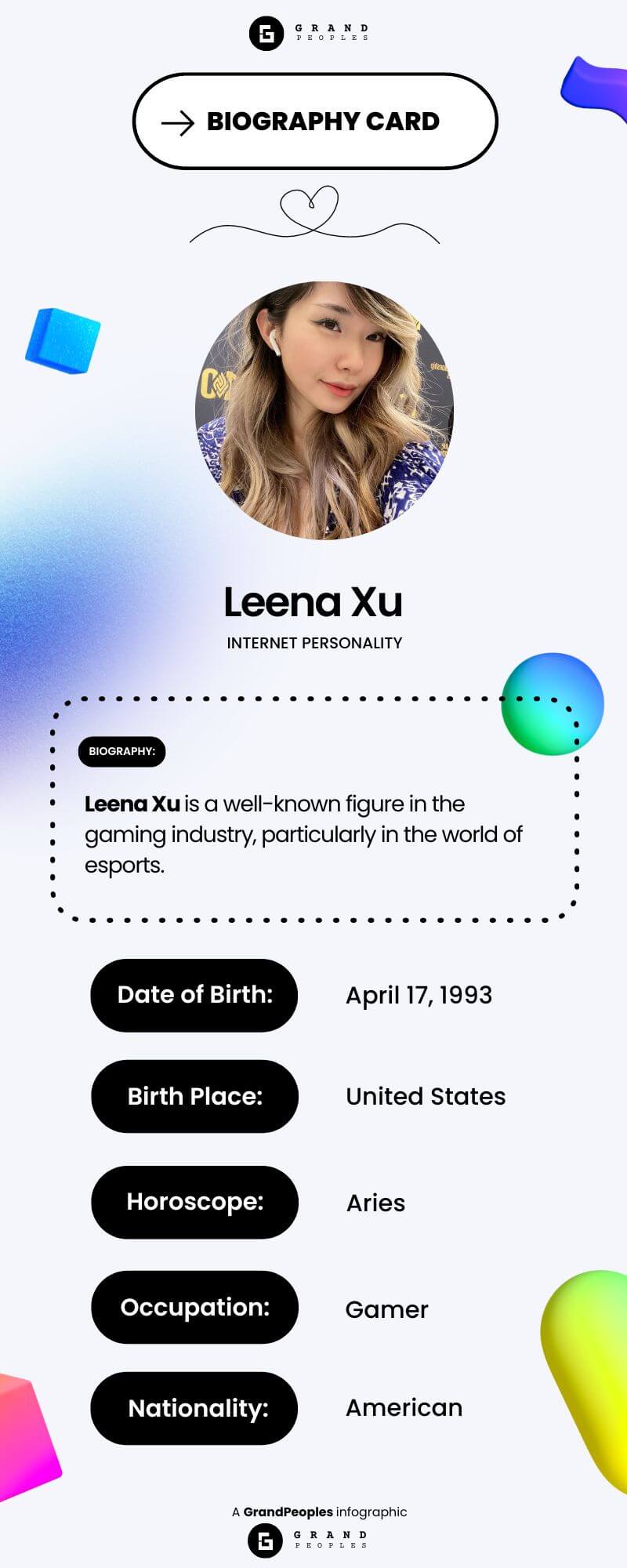 Leena Xu Age, Height, Net Worth, Biography, Wiki, and More GrandPeoples